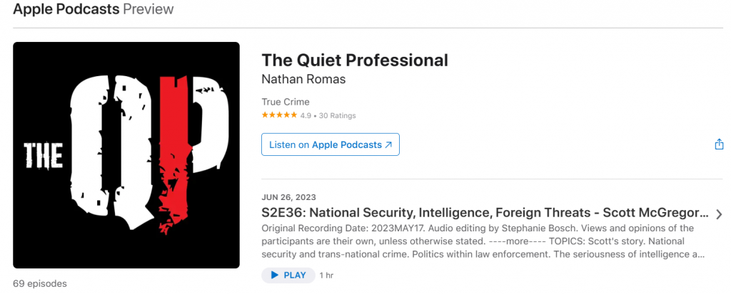 Click to Link to Podcast THE QUIET PROFESSIONAL with Nathan Romas interviewing Scott McGregor